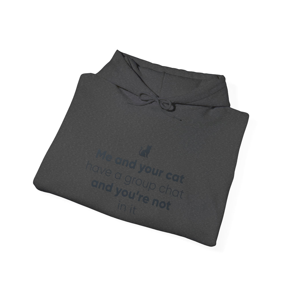 Cat Lovers Hoodie — “Me and your cat have a group chat and you’re not in it”
