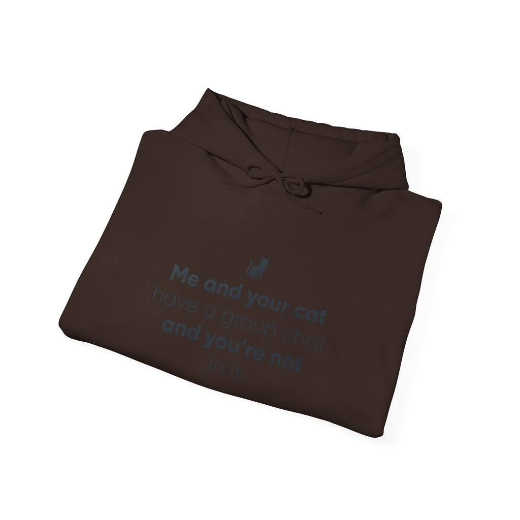 Cat Lovers Hoodie — “Me and your cat have a group chat and you’re not in it”