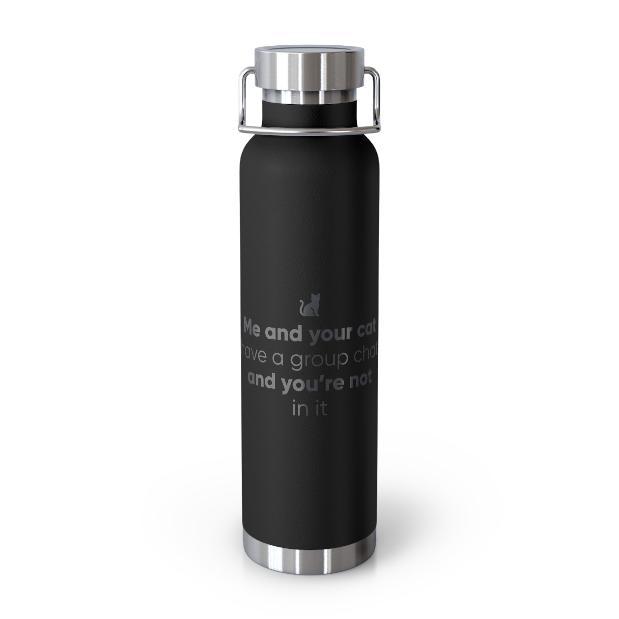 Red 22oz Insulated Bottle — Funny Cat Quote Water Thermos