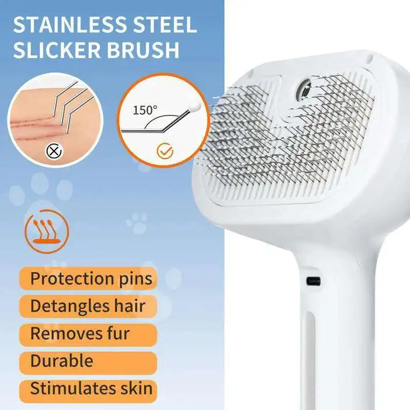 Pet Steam Grooming Brush Comb – USB Spray Hair Remover