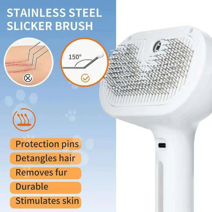 Pet Steam Grooming Brush Comb – USB Spray Hair Remover